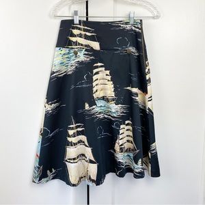 Anthropologie Leifnotes Nautical Sailaway Circle Skirt Sz 0